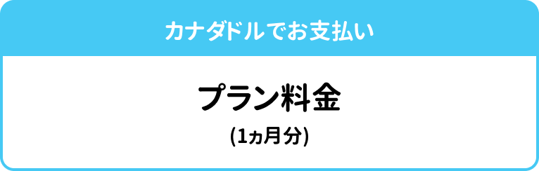 カナダドル払い対応のPhoneBoxプラン料金（1ヵ月分）案内
