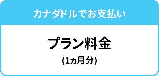 カナダドル払い対応のPhoneBoxプラン料金（1ヵ月分）案内