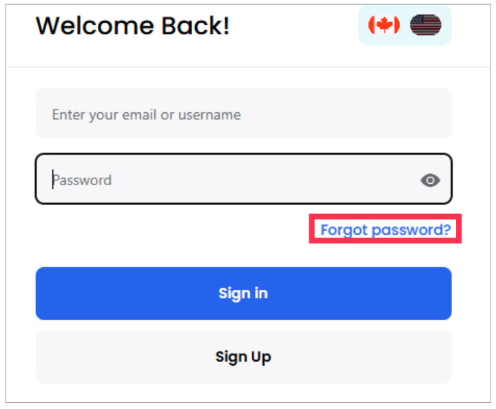 ログイン画面。パスワード入力欄の右下にある「Forgot password?」が赤枠で示されています